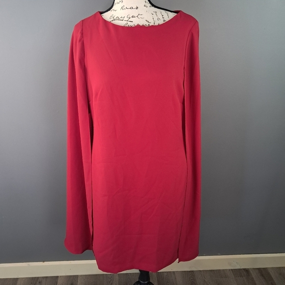 Lauren by Ralph Lauren Cape Georgette Cocktail Dress Size 4 Red - Picture 3 of 10